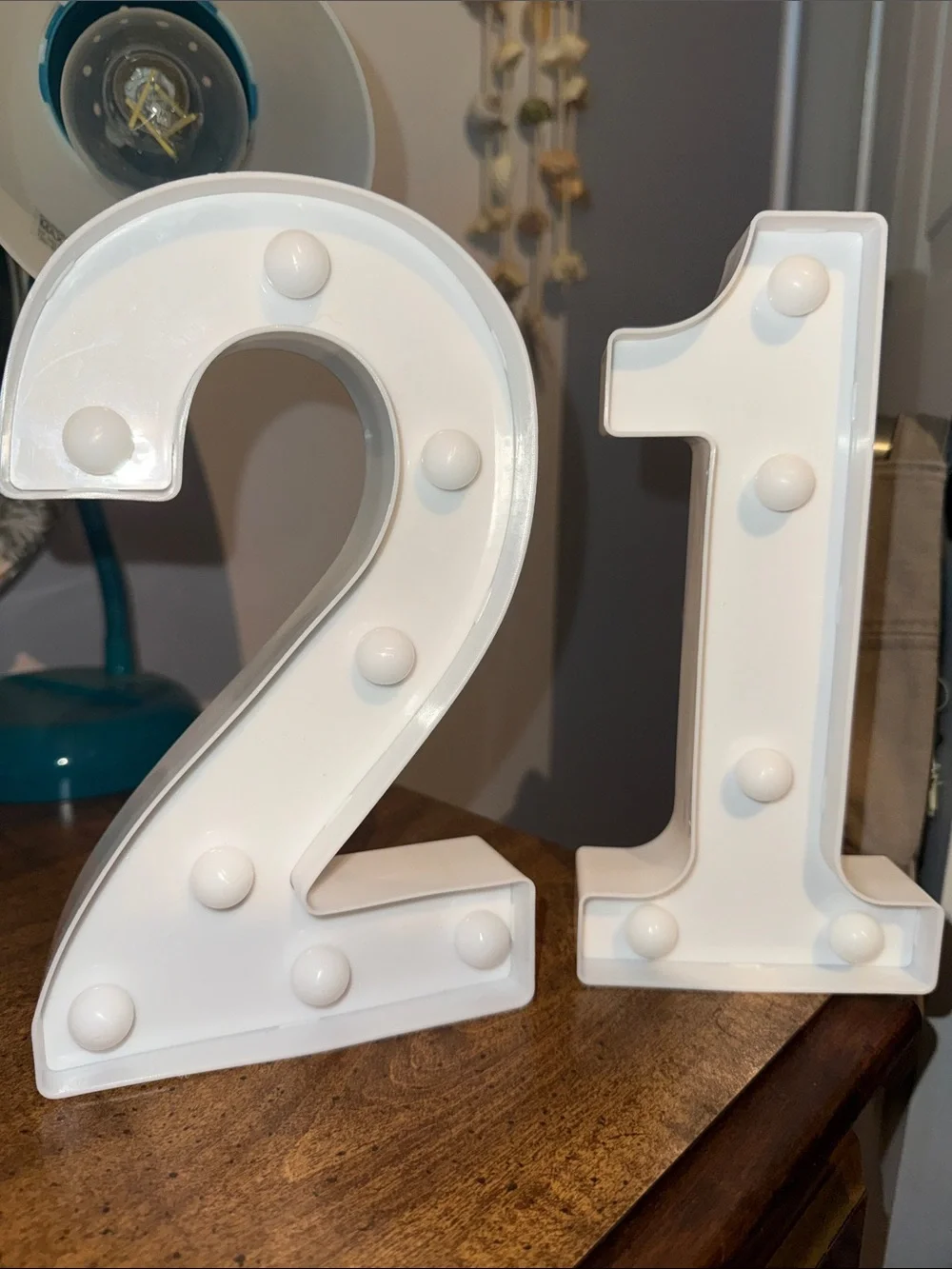 Birthday White Light-Up Marquee Numbers 2 & 1 #21 or #12